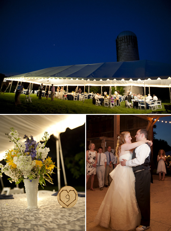Rustic barn wedding reception under the stars