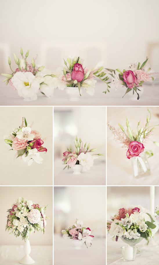 Elegant pink and white floral arrangements