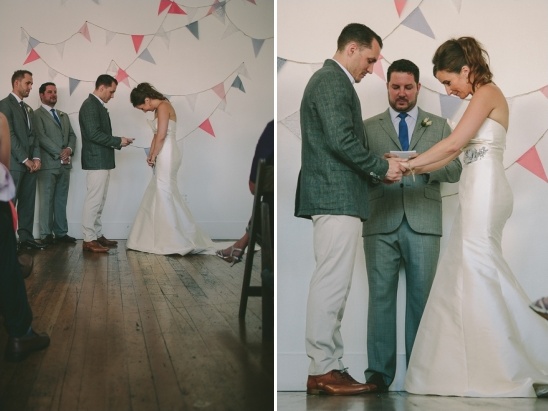 Couple exchanging vows during wedding ceremony