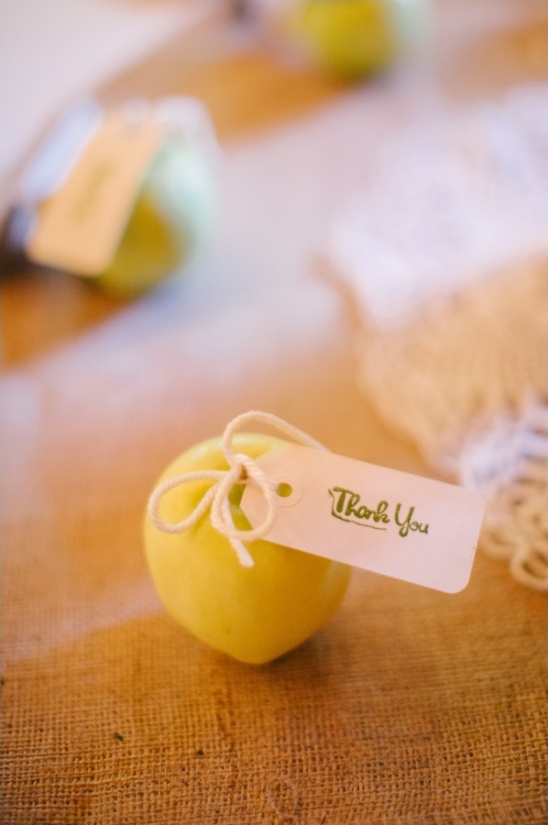 Thank you apple gift favor burlap background
