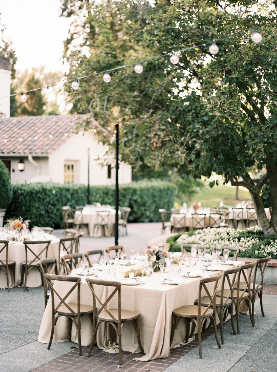 Natural chic outdoor garden party reception