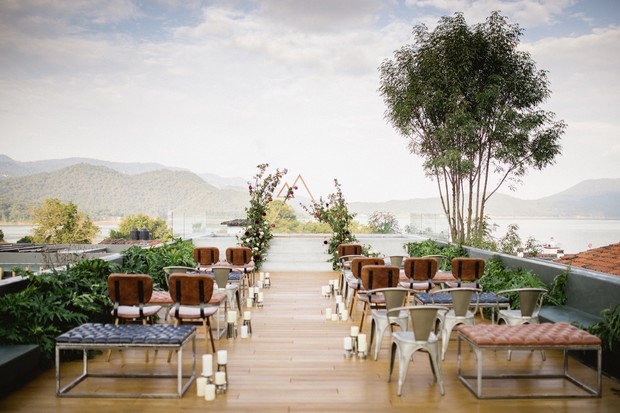 Modern boho rooftop wedding