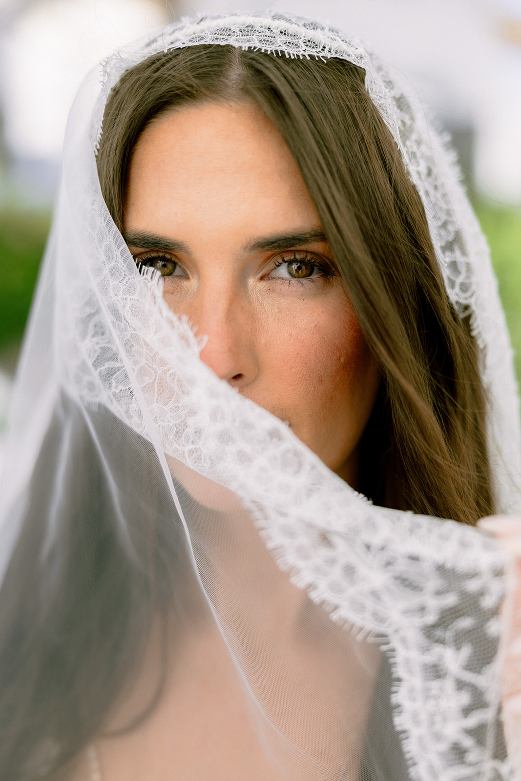 mantilla style wedding veil by by galia lahav